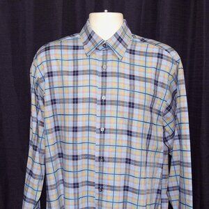 Robert Talbott Classic Hidden Button Collar Plaid Men's Shirt Sz. L Excellent
